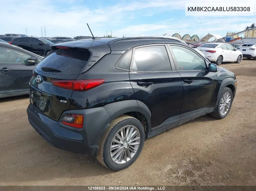 2020 Hyundai Kona Sel VIN: KM8K2CAA8LU583308 Lot: 12108523