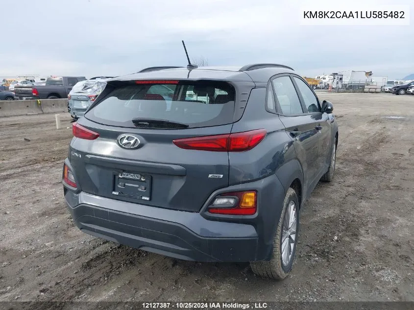 2020 Hyundai Kona Sel VIN: KM8K2CAA1LU585482 Lot: 12127387