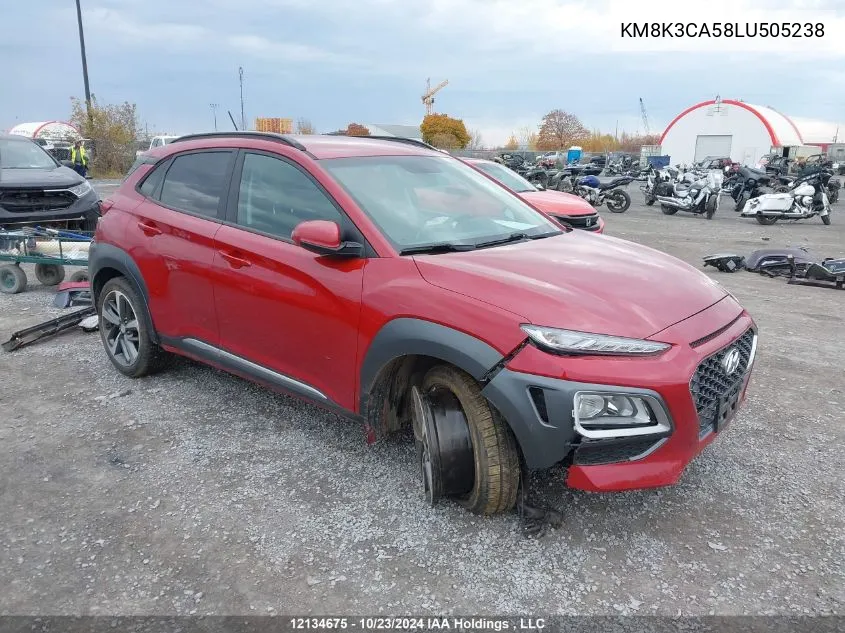 2020 Hyundai Kona VIN: KM8K3CA58LU505238 Lot: 12134675