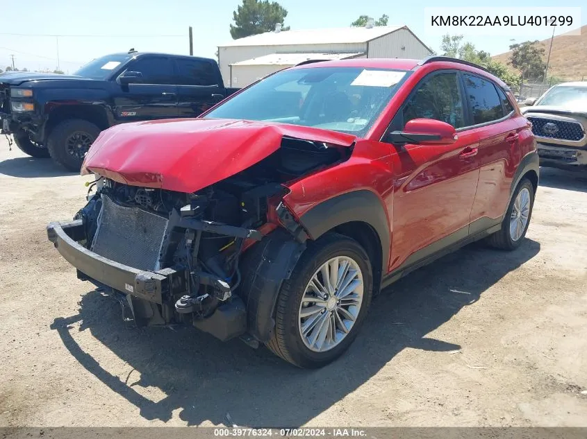 2020 Hyundai Kona Sel VIN: KM8K22AA9LU401299 Lot: 39776324