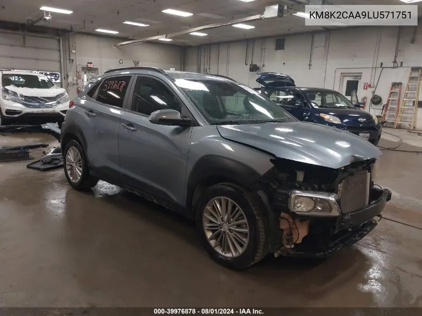 2020 Hyundai Kona Sel VIN: KM8K2CAA9LU571751 Lot: 39976878