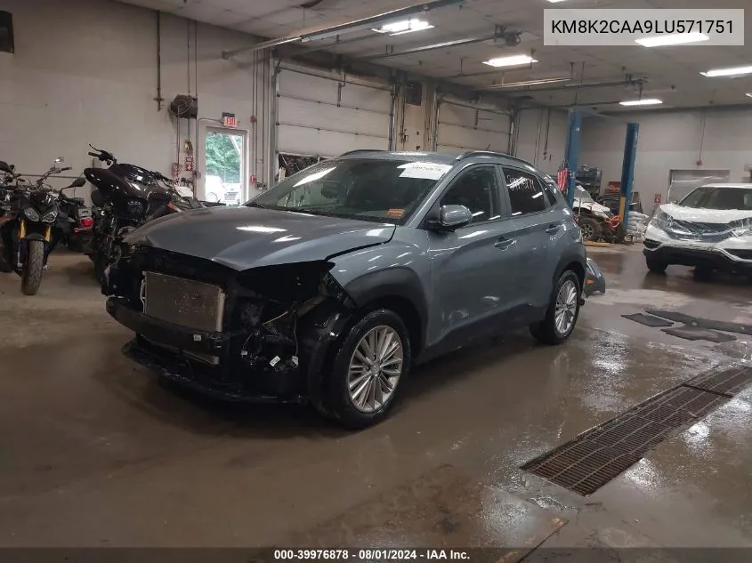 2020 Hyundai Kona Sel VIN: KM8K2CAA9LU571751 Lot: 39976878