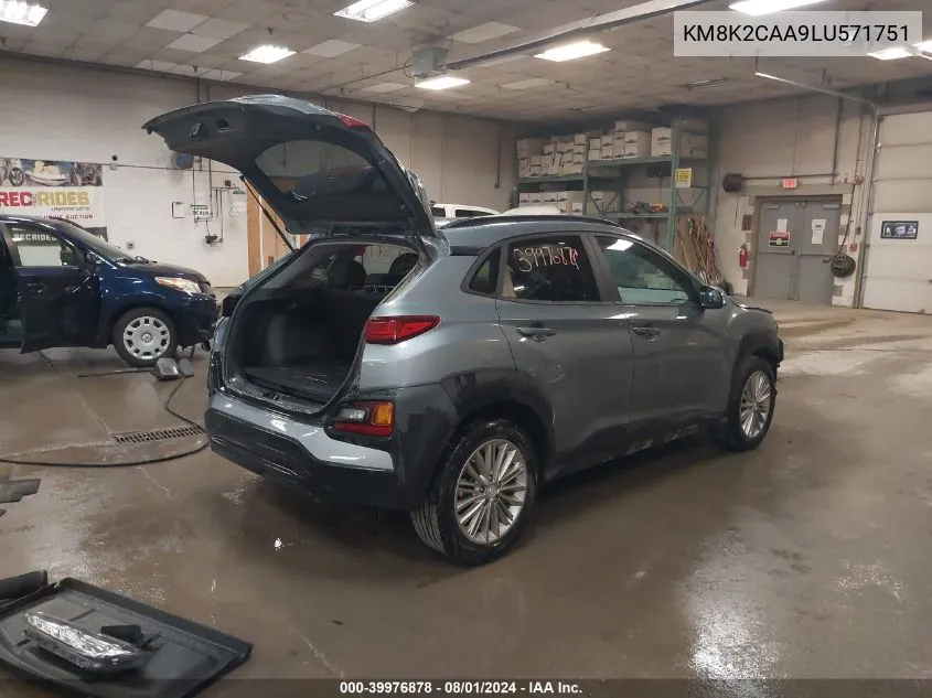 2020 Hyundai Kona Sel VIN: KM8K2CAA9LU571751 Lot: 39976878