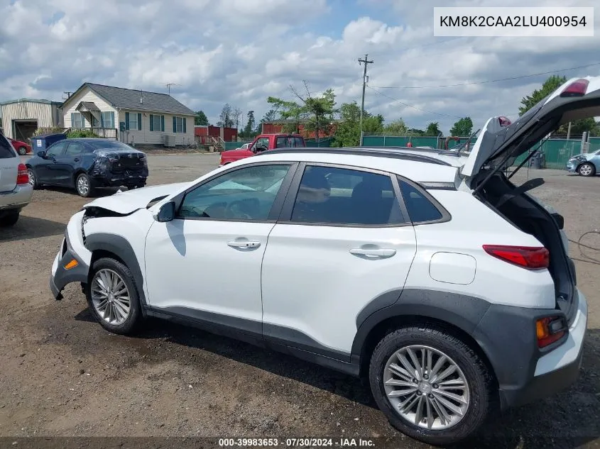 2020 Hyundai Kona Sel VIN: KM8K2CAA2LU400954 Lot: 39983653