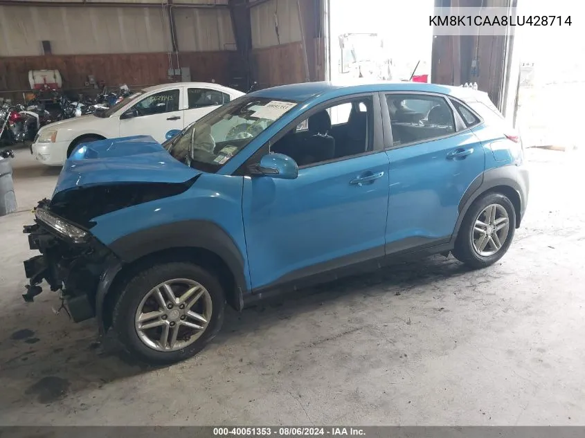 2020 Hyundai Kona Se VIN: KM8K1CAA8LU428714 Lot: 40051353