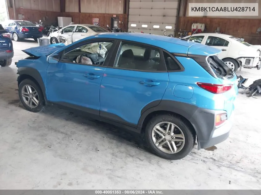 2020 Hyundai Kona Se VIN: KM8K1CAA8LU428714 Lot: 40051353