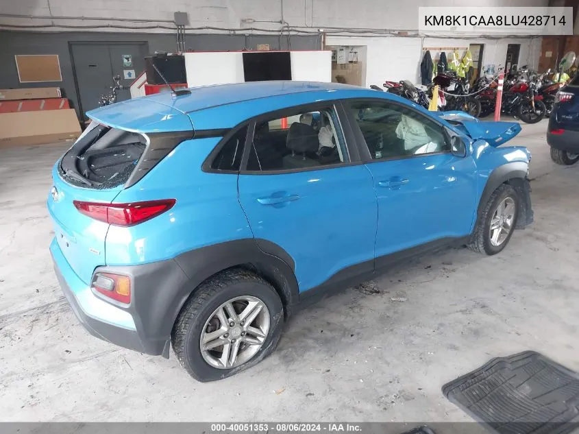 2020 Hyundai Kona Se VIN: KM8K1CAA8LU428714 Lot: 40051353