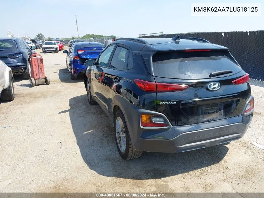 2020 Hyundai Kona Sel Plus VIN: KM8K62AA7LU518125 Lot: 40051567