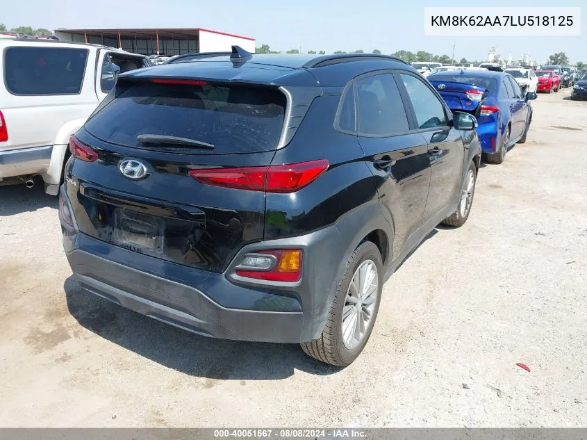 2020 Hyundai Kona Sel Plus VIN: KM8K62AA7LU518125 Lot: 40051567