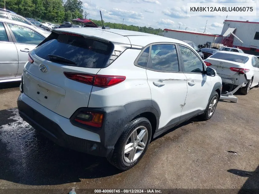 2020 Hyundai Kona Se VIN: KM8K12AA8LU406075 Lot: 40060745