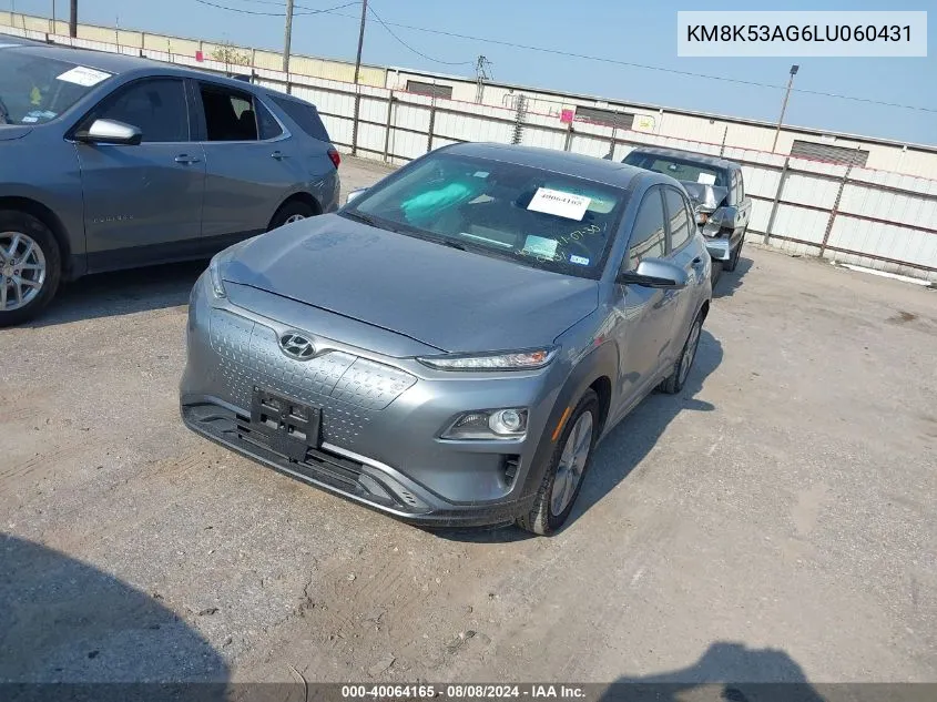 2020 Hyundai Kona Electric Ultimate VIN: KM8K53AG6LU060431 Lot: 40064165