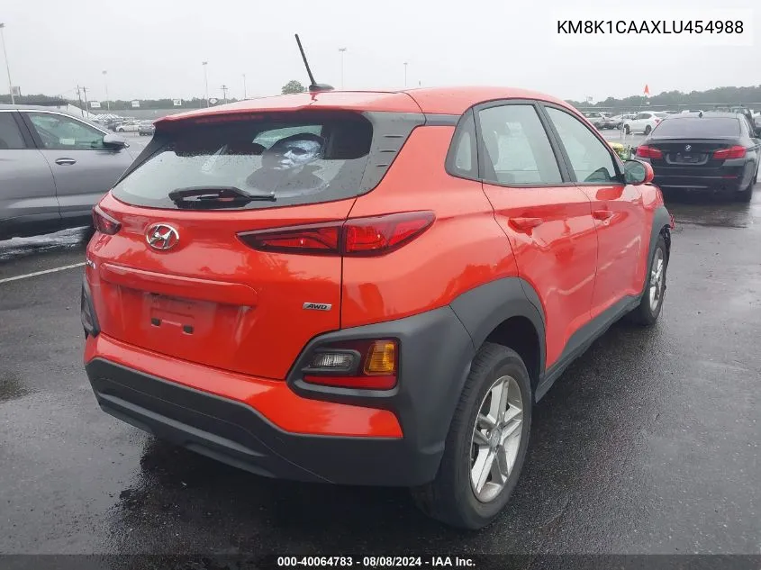 2020 Hyundai Kona Se VIN: KM8K1CAAXLU454988 Lot: 40064783