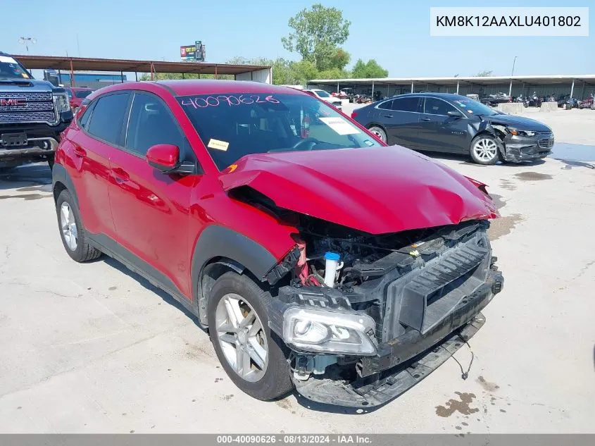 KM8K12AAXLU401802 2020 Hyundai Kona Se