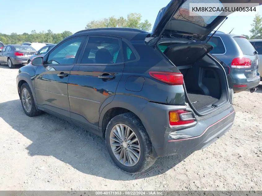 2020 Hyundai Kona Sel VIN: KM8K2CAA5LU406344 Lot: 40171953