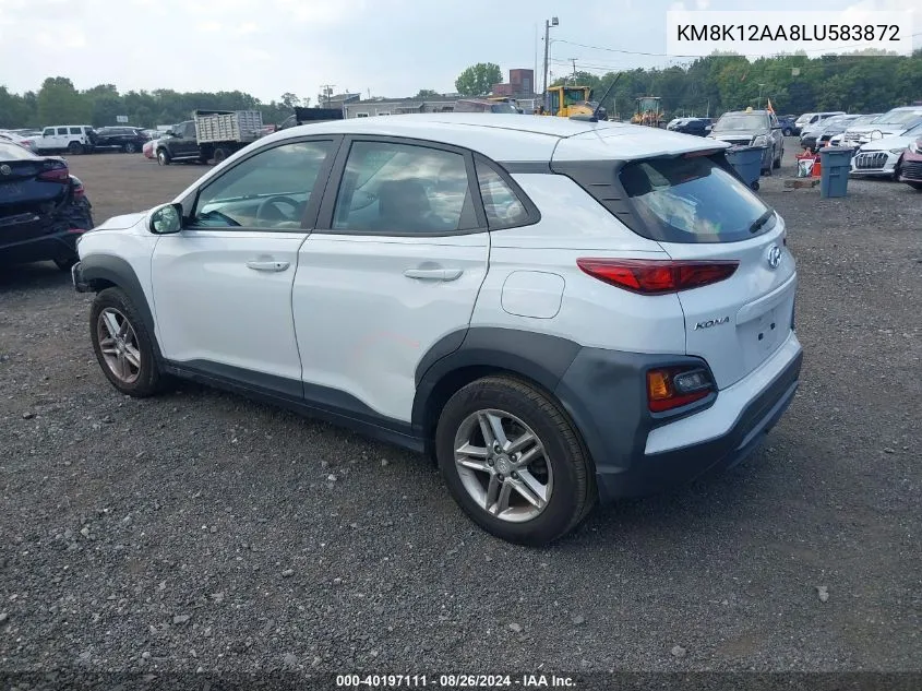 2020 Hyundai Kona Se VIN: KM8K12AA8LU583872 Lot: 40197111