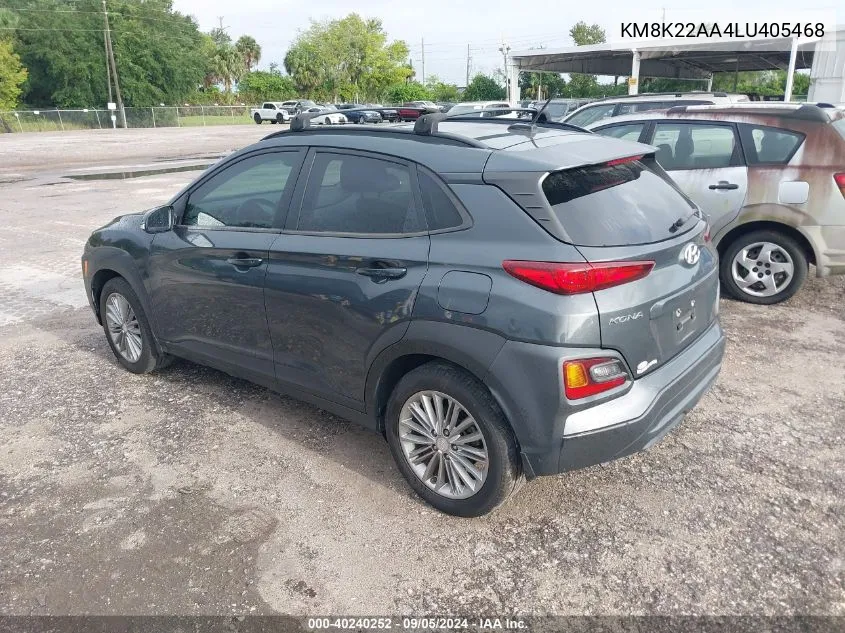 2020 Hyundai Kona Sel VIN: KM8K22AA4LU405468 Lot: 40240252