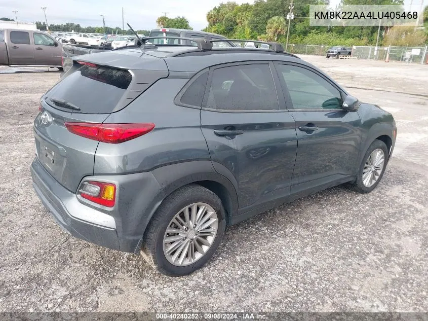 2020 Hyundai Kona Sel VIN: KM8K22AA4LU405468 Lot: 40240252