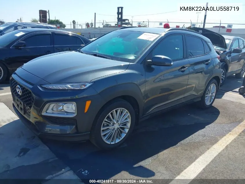 2020 Hyundai Kona Sel VIN: KM8K22AA0LU558719 Lot: 40241817