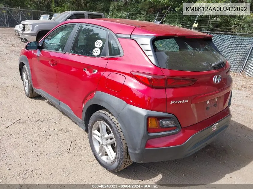 KM8K12AA0LU422092 2020 Hyundai Kona Se