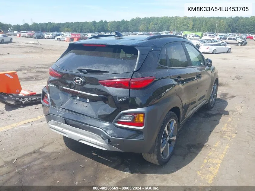 2020 Hyundai Kona Limited VIN: KM8K33A54LU453705 Lot: 40255569