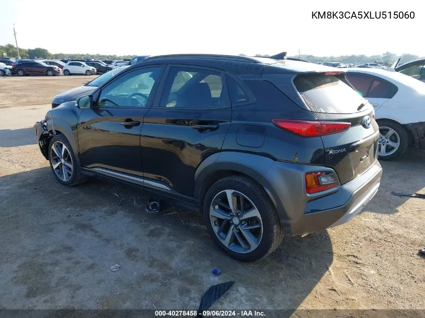 2020 Hyundai Kona Limited VIN: KM8K3CA5XLU515060 Lot: 40278458