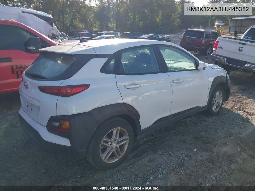 2020 Hyundai Kona Se VIN: KM8K12AA3LU445382 Lot: 40351548