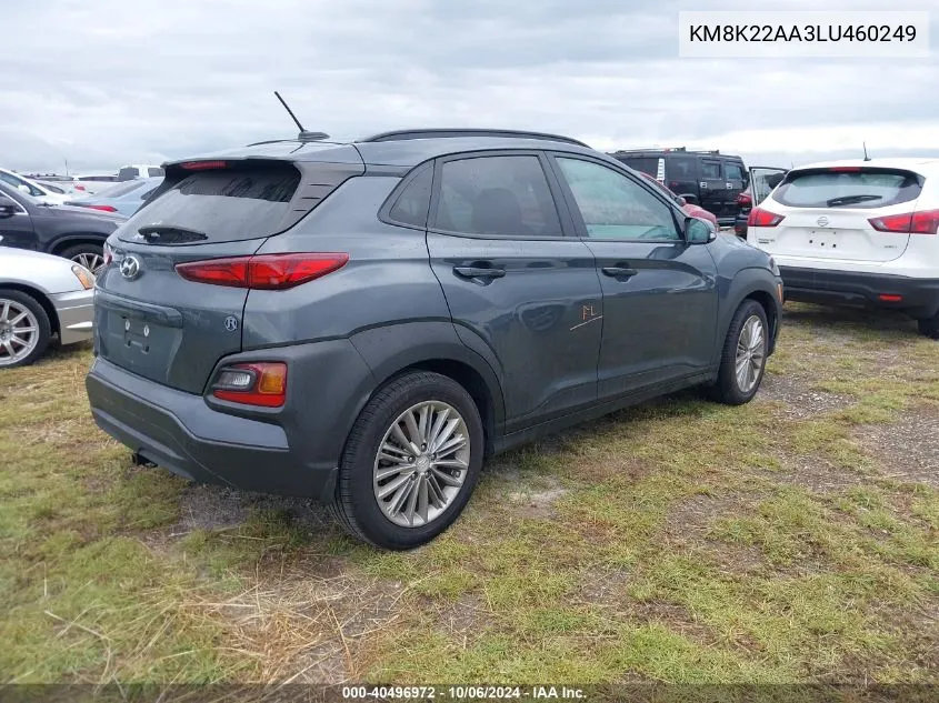 2020 Hyundai Kona Sel VIN: KM8K22AA3LU460249 Lot: 40496972