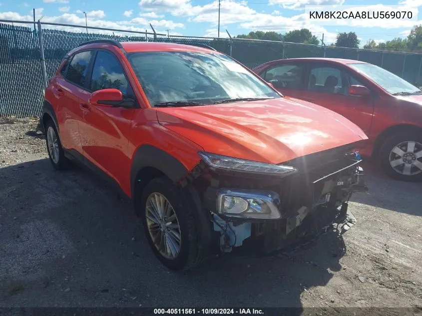 2020 Hyundai Kona Sel VIN: KM8K2CAA8LU569070 Lot: 40511561