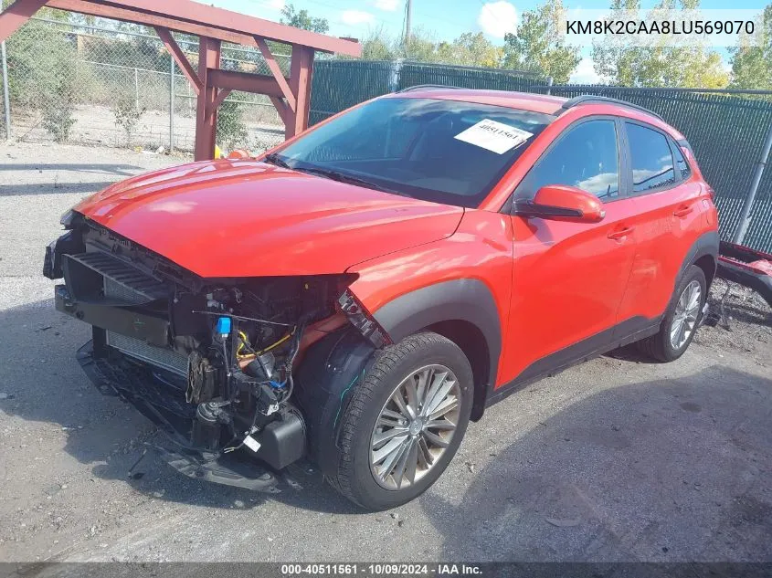 2020 Hyundai Kona Sel VIN: KM8K2CAA8LU569070 Lot: 40511561