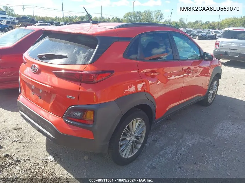 2020 Hyundai Kona Sel VIN: KM8K2CAA8LU569070 Lot: 40511561