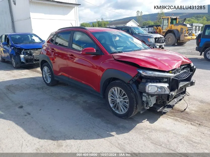 2020 Hyundai Kona Sel VIN: KM8K2CAA8LU431285 Lot: 40516800