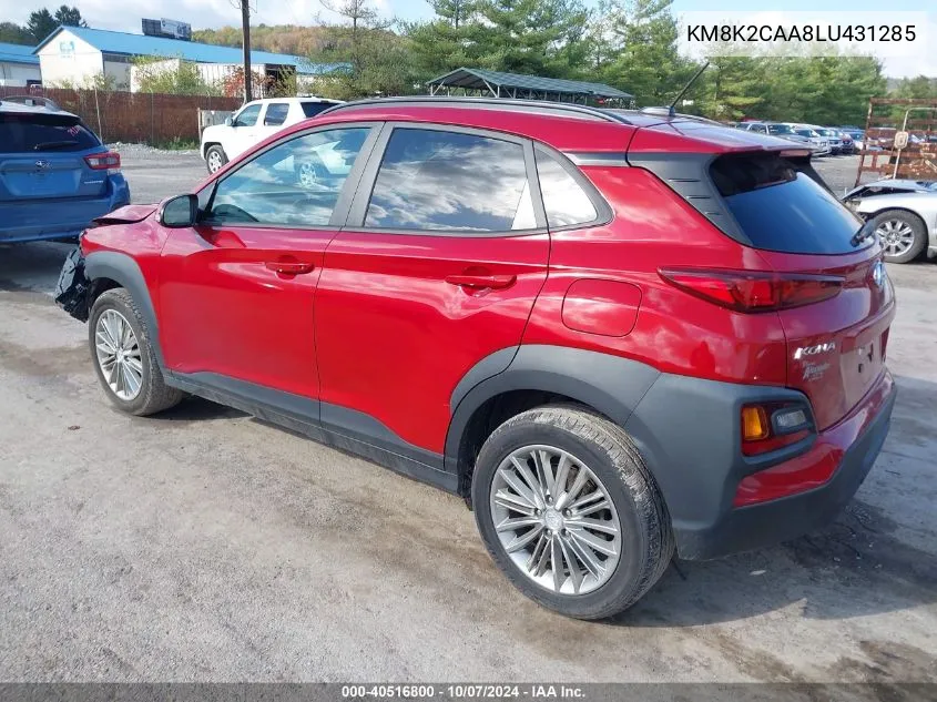 2020 Hyundai Kona Sel VIN: KM8K2CAA8LU431285 Lot: 40516800