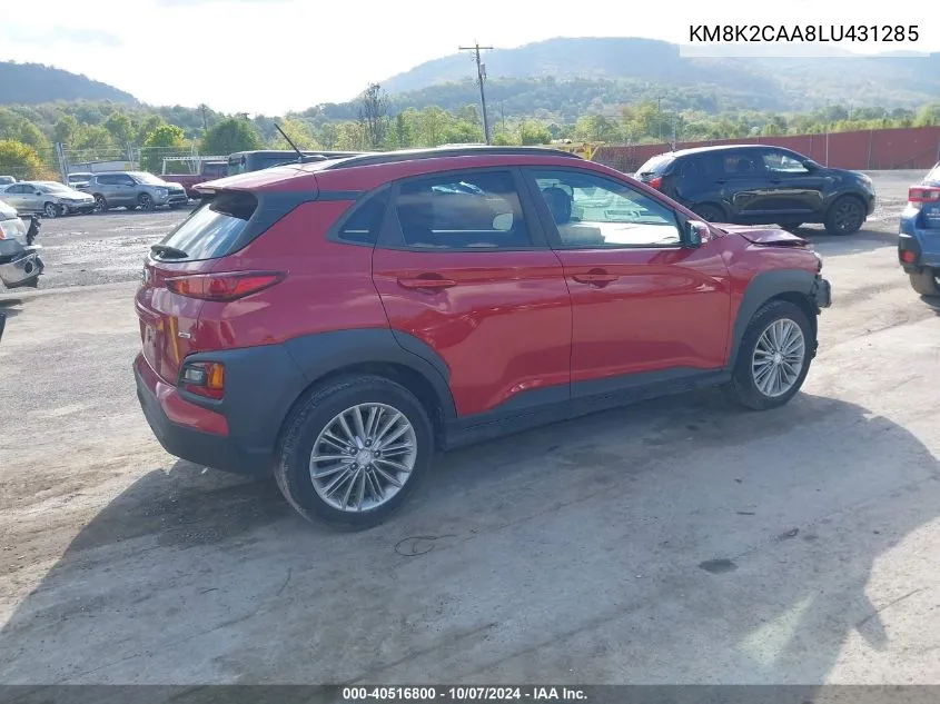 2020 Hyundai Kona Sel VIN: KM8K2CAA8LU431285 Lot: 40516800