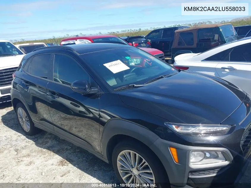 2020 Hyundai Kona Sel VIN: KM8K2CAA2LU558033 Lot: 40518613