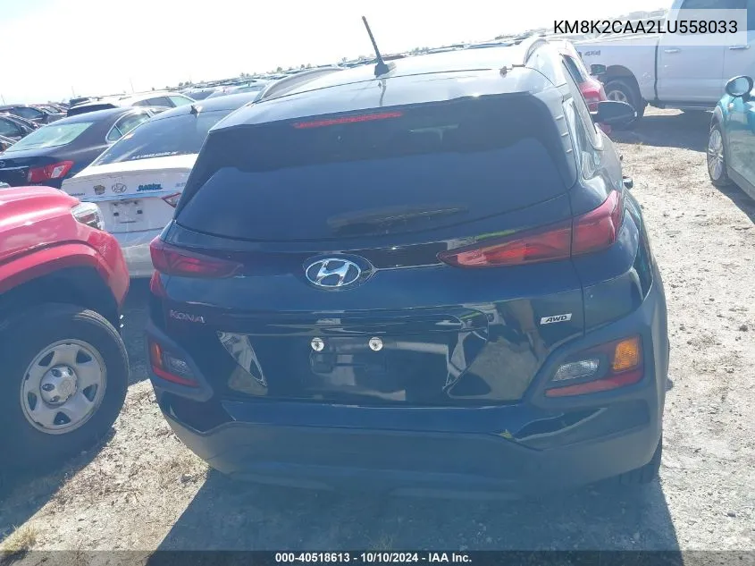 2020 Hyundai Kona Sel VIN: KM8K2CAA2LU558033 Lot: 40518613