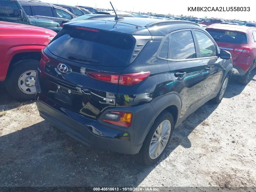 2020 Hyundai Kona Sel VIN: KM8K2CAA2LU558033 Lot: 40518613