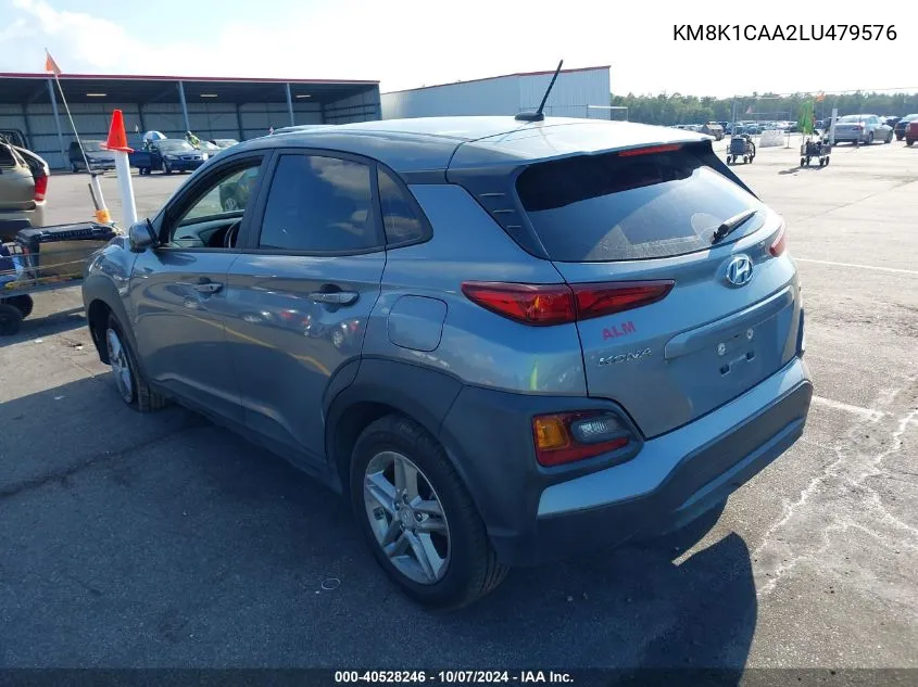 2020 Hyundai Kona Se VIN: KM8K1CAA2LU479576 Lot: 40528246