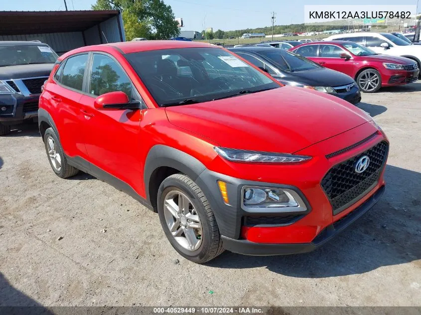 2020 Hyundai Kona Se VIN: KM8K12AA3LU578482 Lot: 40529449