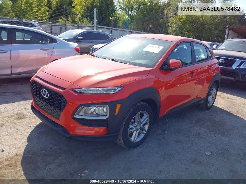 2020 Hyundai Kona Se VIN: KM8K12AA3LU578482 Lot: 40529449