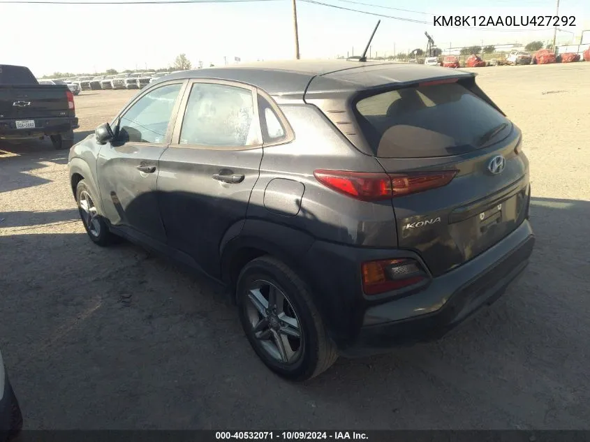 2020 Hyundai Kona Se VIN: KM8K12AA0LU427292 Lot: 40532071