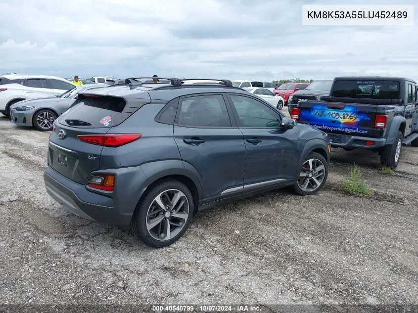 2020 Hyundai Kona Ultimate VIN: KM8K53A55LU452489 Lot: 40540799