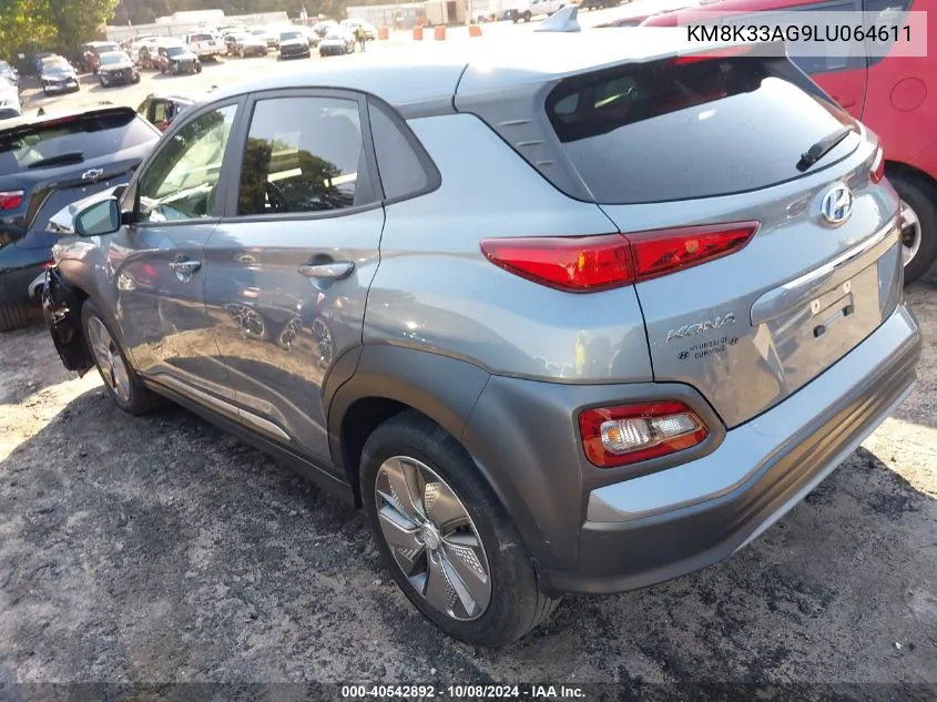 2020 Hyundai Kona Electric Limited VIN: KM8K33AG9LU064611 Lot: 40542892