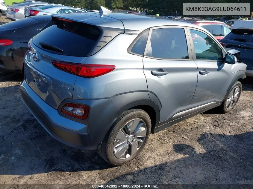 2020 Hyundai Kona Electric Limited VIN: KM8K33AG9LU064611 Lot: 40542892