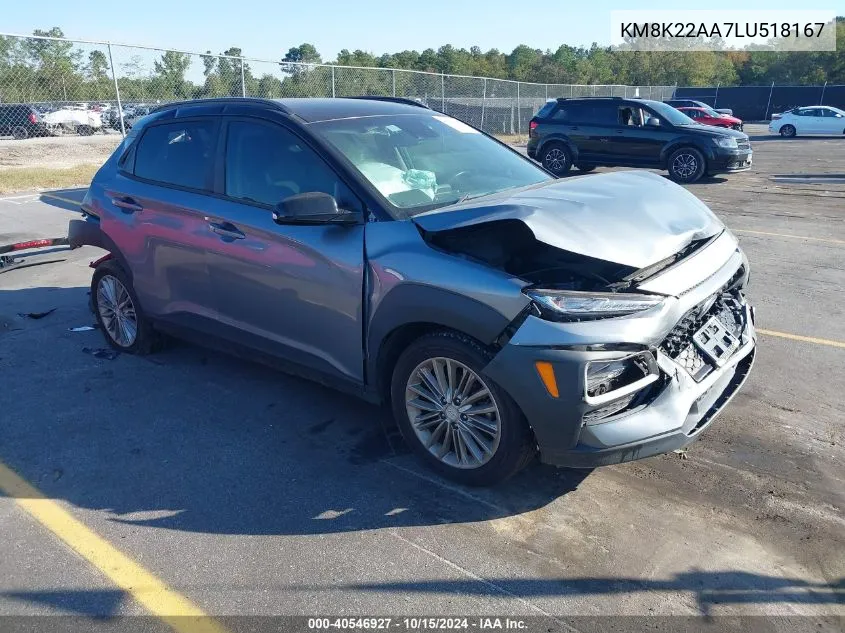 2020 Hyundai Kona Sel VIN: KM8K22AA7LU518167 Lot: 40546927