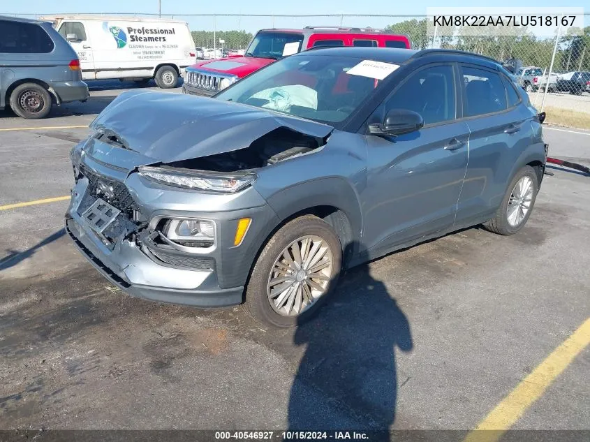 2020 Hyundai Kona Sel VIN: KM8K22AA7LU518167 Lot: 40546927