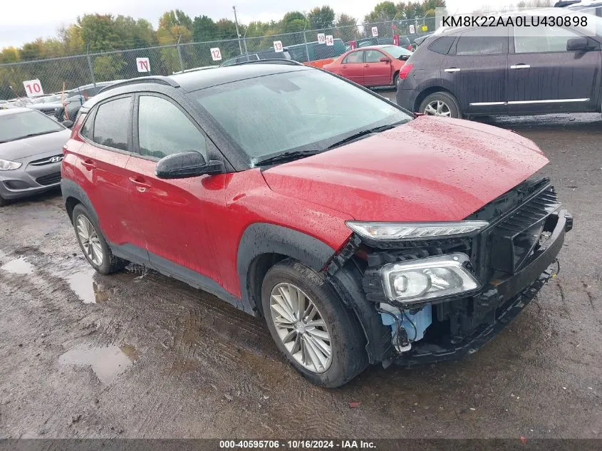 2020 Hyundai Kona Sel VIN: KM8K22AA0LU430898 Lot: 40595706