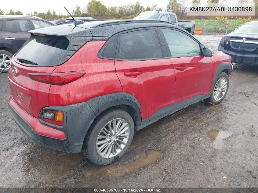 2020 Hyundai Kona Sel VIN: KM8K22AA0LU430898 Lot: 40595706