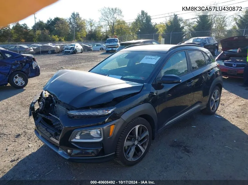 2020 Hyundai Kona Limited VIN: KM8K3CA57LU430872 Lot: 40608492