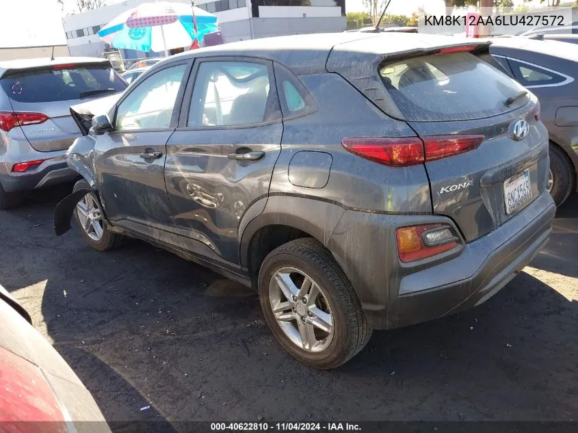 2020 Hyundai Kona Se VIN: KM8K12AA6LU427572 Lot: 40622810