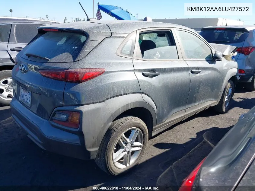 2020 Hyundai Kona Se VIN: KM8K12AA6LU427572 Lot: 40622810